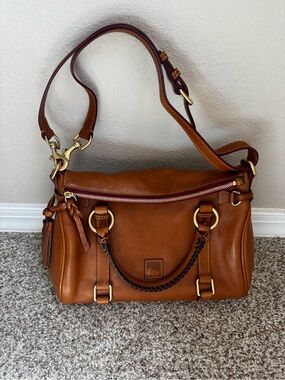 Dooney and Bourke Florentine Leather Shoulder Bag in Natural Brown - Women Bags